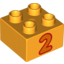 Набор LEGO Duplo Brick 2 x 2 with '2' Print, Bright Light Orange