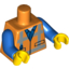 Набор LEGO Torso Safety Vest with Reflective Crossed Stripes over Blue Shirt Print / Blue Arms / Yellow Hands, Оранжевый