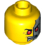 Набор LEGO Minifig Head Angry Red Eyes Half Nindroid Face Armour [Hollow Stud], Желтый