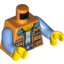 Набор LEGO Torso Construction Jacket Open, Safety Stripe, Medium Blue Shirt, Hairy Chest, Brown Belt with Pouches Print / Medium Blue Arms / Yellow Hands, Оранжевый