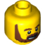 Набор LEGO Minifig Head Beard Brown, Bushy Eyebrows, Lines under Eyes, Open Mouth Print [Hollow Stud], Желтый