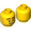 Набор LEGO Minifig Head Beard Stubble, Brown Eyebrows, White Pupils, Open Smile Print [Hollow Stud], Желтый