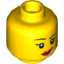 Набор LEGO Minifig Head Dual Sided Female Black Eyebrows, Eyelashes, Red Lips, Lopsided Smile / Scared Open Mouth with Teeth Print [Hollow Stud], Желтый