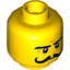 Набор LEGO Minifig Head Moustache Curly Long, Stern Eyebrows, White Pupils Print [Hollow Stud], Желтый