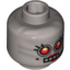 Набор LEGO Minifig Head Alien Female with Red Eyes, 4 Mouth Squares, Beauty Mark and Headset Print [Hollow Stud] , Flat Silver