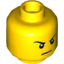 Набор LEGO Minifig Head Male Stern Black Eyebrows, White Pupils, Scowl Print (Lloyd) [Hollow Stud], Желтый