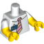 Набор LEGO Torso White Shirt with Tie and ID Badge / White Arms with Yellow Half Print / Yellow Hands, Белый