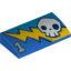 Набор LEGO Slope Curved 2 x 4 x 2/3 No Studs [No Bottom Tubes] with Skull and Stylised Lighning Bolt Print, Голубой