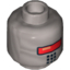 Набор LEGO Minifig Head Alien with Red Visor and 9 Mouth Squares Print [Hollow Stud], Flat Silver