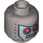 Набор LEGO Minifig Head Alien with Red Eyes, 4 Mouth Squares and Rivets Print [Hollow Stud], Flat Silver