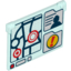 Набор LEGO Glass for Window 1 x 4 x 3 - Opening with Map, Minifig Silhouette and Exclamation Mark Print, Trans-Light Blue
