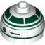 Набор LEGO Brick Round 2 x 2 Dome Top with Dark Green Droid Print, Белый
