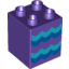Набор LEGO Duplo Brick 2 x 2 x 2 with Blue Waves Print, Темно-фиолетовый
