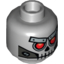 Набор LEGO Minifig Head Alien Skull with Red Eyes, Metal Eyebrows with Rivets and Metal Jaw with Screws Print [Hollow Stud], Светлый сине-серый