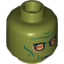 Набор LEGO Minifig Head Neimoidian Warrior Face with Green Wrinkles Print [Hollow Stud], Оливковый