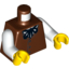 Набор LEGO Torso Vest with 3 Buttons and Black String Tie Print / White Arms / Yellow Hands, Красно-коричневый