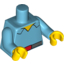 Набор LEGO Torso Simpsons Shirt Open Collar with Gray Belt with Red Buckle Print / Medium Azure Arms / Yellow Hands, Medium Azure