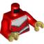 Набор LEGO Torso Armor White with Black Muscles Outline and White Belt Print / Red Arms / Pearl Gold Hands, Красный