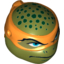 Набор LEGO Minifig Head Modified Ninja Turtle Type 2 with Orange Mask and Dark Green Spots Print (Michelangelo), Оливковый