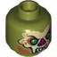 Набор LEGO Minifig Head Alien Bat with Fangs, Green Eyes and Magenta Nose Print [Hollow Stud], Оливковый