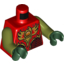 Набор LEGO Torso Vest with Dark Red and Gold Armor with Scales and Fire Chi Emblem Print / Olive Green Arms / Dark Green Hands, Красный
