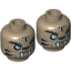 Набор LEGO Minifig Head Dual Sided Alien Chima Tiger with Fur, Fangs, Light Blue Eyes and Black Stripes, Neutral / Angry Print (Strainor) [Hollow Stud], Dark Tan