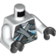 Набор LEGO Torso Ninjago Shoulder Armor with Silver Belts and Ice Power Emblem Print / White Arms / Black Hands, Белый