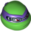 Набор LEGO Minifig Head Modified Ninja Turtle with Dark Purple Mask and Goggles Print (Donatello), Ярко-зеленый