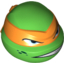 Набор LEGO Minifig Head Modified Ninja Turtle with Orange Mask and Scowl Print (Michelangelo), Ярко-зеленый