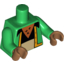 Набор LEGO Torso Simpsons Vest with Orange Trim, Black Shirt, Tan Pants and Chest Hair Print / Green Arms / Medium Dark Flesh Hands, Зеленый