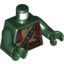 Набор LEGO Torso Turtle Shell with Dark Brown Belts, Silver Buckles and Dark Red Scarf Print / Dark Green Arms / Dark Green Hands, Темно-зеленый