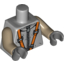 Набор LEGO Torso Spacesuit with Silver Zipper and Orange Harness Print / Dark Tan Arms / Dark Bluish Gray Hands, Светлый сине-серый