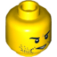 Набор LEGO Minifig Head Dual Sided Beard Stubble, Black Eyebrows, Determined, Open Mouth / Mouth Closed, Scar on Right Eyebrow Print [Hollow Stud], Желтый
