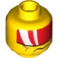 Набор LEGO Minifig Head Dual Sided Red Visor with 2 White Bands, Cheek Lines, Mouth Closed / Clenched Teeth Print [Hollow Stud], Желтый