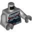 Набор LEGO Torso Armor with Black and Red Lines on Chest and Silver Belt with Red Buckle Print / Light Bluish Gray Arms / Dark Bluish Gray Hands, Светлый сине-серый