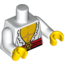 Набор LEGO Torso Open Shirt with Frills, Red Waist Sash and Gold Helm Buckle Print / White Arms / Yellow Hands, Белый