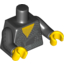 Набор LEGO Torso Leather Jacket with Silver Studs and Buckle, Hairy Chest Print / Black Arms with Silver Studs Print / Yellow Hands, Черный