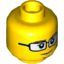 Набор LEGO Minifig Head Dual Sided Black Glasses, Reddish Brown Eyebrows and Goatee, Closed Mouth / Scared Open Mouth Print [Hollow Stud], Желтый