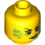 Набор LEGO Minifig Head Dual Sided Female with Black Eyelashes and Eyebrows, Lime Blotches, Smirk / Green Eye Shadow and Lips, Teeth Print [Hollow Stud], Желтый