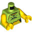 Набор LEGO Torso Female Lime Ripped Shirt with Black Toxic Symbol and Studded Collar Print / Yellow Arms / Yellow Hands, Лайм