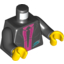 Набор LEGO Torso Jacket with Silver and Medium Azure Trim, Dark Pink Shirt and Black Tie Print (Caila Phoenix) / Black Arms / Yellow Hands, Черный