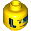 Набор LEGO Minifig Head Dual Sided Digital Eye Glass over Left Eye, Smirk / Determined Print (Curtis Bolt) [Hollow Stud], Желтый