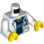 Набор LEGO Torso Lab Coat with Pockets over Blue Vest and Shirt, ID Badge with Ultra Agents Logo Print (Christina Hydron) / White Arms / Yellow Hands, Белый