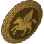 Набор LEGO Minifig Shield Round with Rounded Front and Gold Winged Horse Print, Темно-коричневый