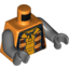 Набор LEGO Torso Spacesuit with Brown and Orange Straps and Green Light on Reverse Print / Dark Bluish Gray Arms / Dark Bluish Gray Hands, Оранжевый