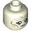 Набор LEGO Minifig Head LotR White Eyes, Puckered Mouth, Cheek Lines and Wrinkles, Thin Hair on Reverse Print (Witch-King) [Hollow Stud], Glow in Dark White