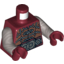 Набор LEGO Torso LotR Armor with Belt with Large Silver Buckle and Diamond Print / Flat Silver Arms / Dark Red Hands, Темно-красный