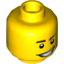 Набор LEGO Minifig Head Dark Brown Eyebrows, Crooked Smile and Laugh Lines Print [Hollow Stud], Желтый