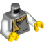 Набор LEGO Torso Striped Vest with Buttons and Yellow Striped Scarf Print / White Arms / Yellow Hands, Светлый сине-серый