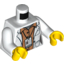 Набор LEGO Torso Lab Coat with Pockets and ID Badge over Orange Shirt / White Arms / Yellow Hands, Белый